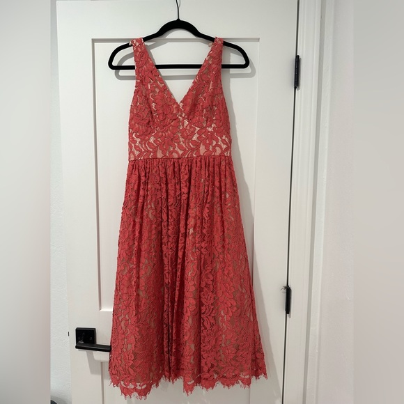 Eliza J Dresses & Skirts - Eliza J knee length coral sleeveless lace cocktail dress